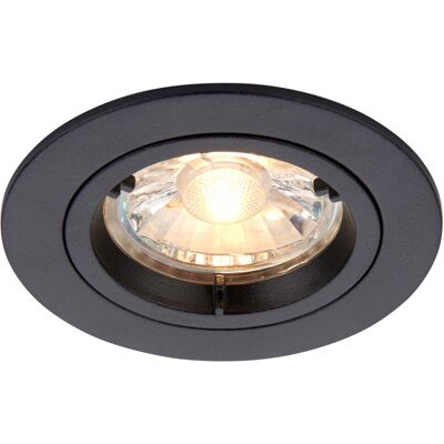 Loops Recessed Fixed Ceiling Downlight - 50W GU10 Reflector - Matt Black Loops Recessed Fixed Ceiling Downlight - 50W GU10 Reflector - Matt Black