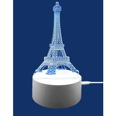 True Face - Eiffel Tower 3D Illusion - 7 Colors - LED Night Light True Face - Eiffel Tower 3D Illusion - 7 Colors - LED Night Light