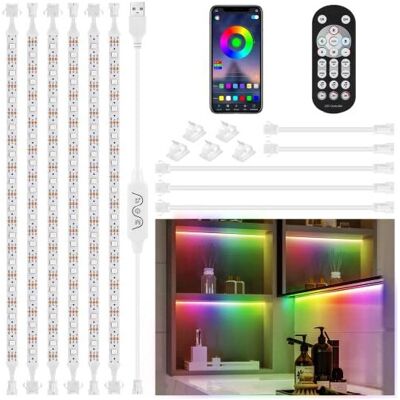 HUEMIHUI Colour Changing LED Strip Lights 3m, 6 Pcs 50cm Dream Colour Under Cabi HUEMIHUI Colour Changing LED Strip Lights 3m, 6 Pcs 50cm Dream Colour Under Cabi