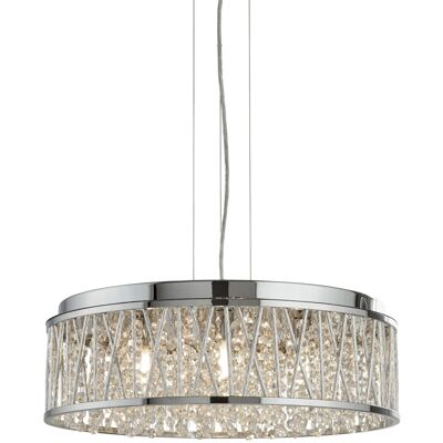 Searchlight Elise 7 Light Chrome Ceiling Pendant with Crystals - Lighting Searchlight Elise 7 Light Chrome Ceiling Pendant with Crystals - Lighting