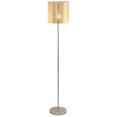 Eglo Viserbella Vintage Floor Lamp, Steel and Fabric in Champagne and Gold Colou Eglo Viserbella Vintage Floor Lamp, Steel and Fabric in Champagne and Gold Colou