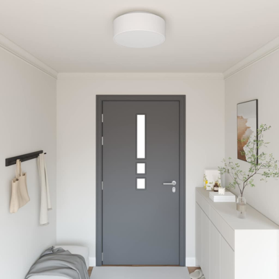 vidaXL White Metal Fabric Round Ceiling Lamp - Ceiling Light vidaXL White Metal Fabric Round Ceiling Lamp - Ceiling Light