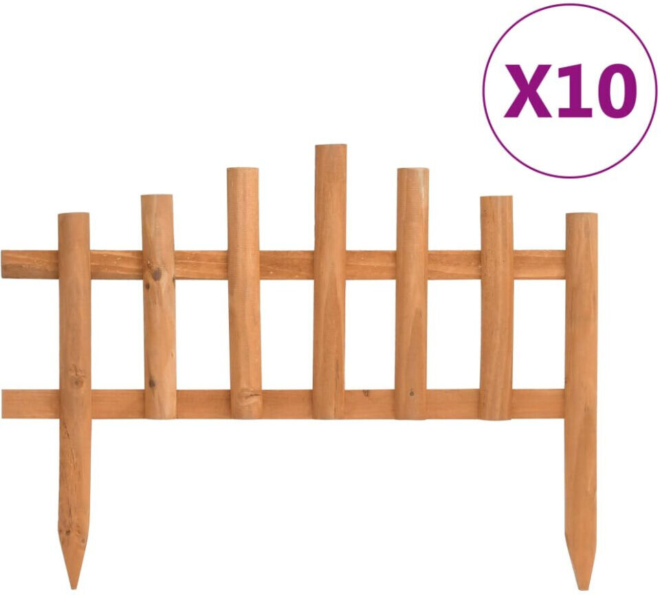 vidaXL 10x Firwood Lawn Edgings 4.4 m Home Garden Border Panel Fence Barrier