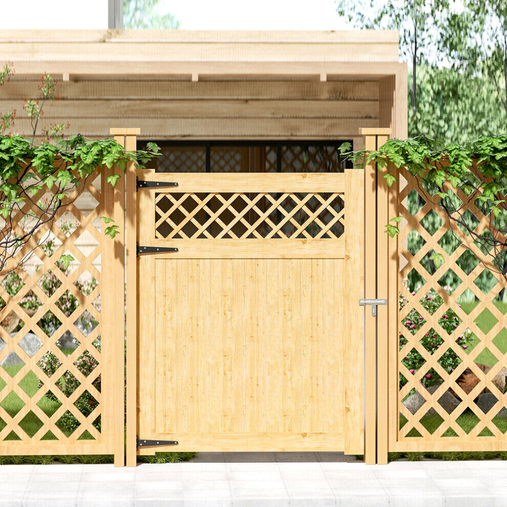 Living And Home Rhombus Garden Wood Gate with Latch and Hardware Kit H 150 cm x W 120 cm