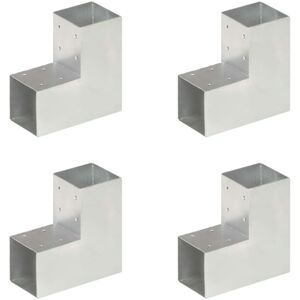 vidaXL Post Connectors 4 pcs L Shape Galvanised Metal 91x91 mm - Post Connectors vidaXL Post Connectors 4 pcs L Shape Galvanised Metal 91x91 mm - Post Connectors