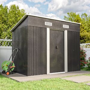 Living And Home (Charcoal Black, 4x8ft) Metal Garden Shed Outdoor Storage House Tool Box+Steel B Living And Home (Charcoal Black, 4x8ft) Metal Garden Shed Outdoor Storage House Tool Box+Steel B