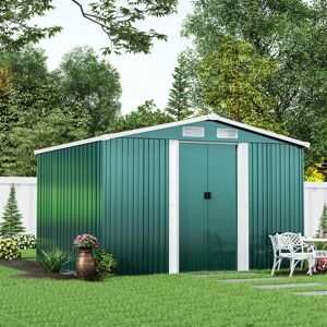 Living And Home (Dark Green, 10' x 8' ft) Metal Garden Shed Outdoor Storage Tool Shed Building & Living And Home (Dark Green, 10' x 8' ft) Metal Garden Shed Outdoor Storage Tool Shed Building &
