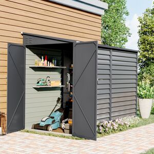 Living And Home 8.8 x 4.7 ft Grey Lean To Metal Garden Storage Shed Outdoor Tool House with Lock Living And Home 8.8 x 4.7 ft Grey Lean To Metal Garden Storage Shed Outdoor Tool House with Lock