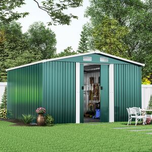 Living And Home 12FT x 10FT Garden Shed Metal Steel Outdoor Tool Storage Large Container w/ Base Living And Home 12FT x 10FT Garden Shed Metal Steel Outdoor Tool Storage Large Container w/ Base