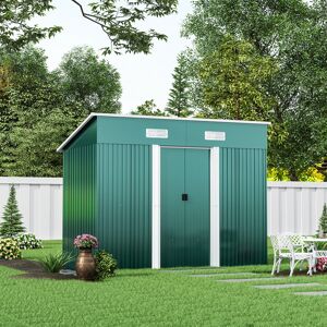 Living And Home (Dark Green, 4x8ft) Metal Garden Shed Outdoor Storage House Tool Box+Steel Base Living And Home (Dark Green, 4x8ft) Metal Garden Shed Outdoor Storage House Tool Box+Steel Base