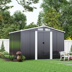 Living And Home 8 x 6 ft Outdoor Storage Metal Garden Shed Anthracite Galvanized Plate + Steel B Living And Home 8 x 6 ft Outdoor Storage Metal Garden Shed Anthracite Galvanized Plate + Steel B
