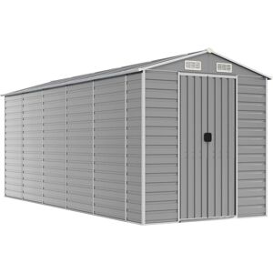 vidaXL Garden Shed Light Grey 191x470x198 cm Galvanised Steel - Garden Shed vidaXL Garden Shed Light Grey 191x470x198 cm Galvanised Steel - Garden Shed