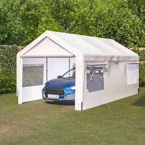 (White) BIRCHTREE Outdoor Steel PE Carport 10x20ft Shed Sidewalls & Windows Boat (White) BIRCHTREE Outdoor Steel PE Carport 10x20ft Shed Sidewalls & Windows Boat