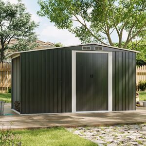 Garden Sanctuary 8 x 4 ft Metal Shed Garden Storage Shed Apex Roof Double Door with 4.3 x 2.1 ft Garden Sanctuary 8 x 4 ft Metal Shed Garden Storage Shed Apex Roof Double Door with 4.3 x 2.1 ft