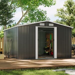 Garden Sanctuary 12x10ft Charcoal Black Large Garden Shed Apex Roof Outdoor Tools Storage + Free Garden Sanctuary 12x10ft Charcoal Black Large Garden Shed Apex Roof Outdoor Tools Storage + Free