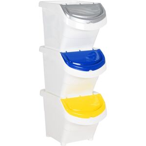 vidaXL White Stackable Waste Bin 78L with Lid - Trash & Rubbish Container vidaXL White Stackable Waste Bin 78L with Lid - Trash & Rubbish Container