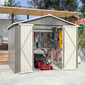 (8X6FT, Grey) Birchtree Steel Apex Garden Shed Metal Garden Tool Shed (8X6FT, Grey) Birchtree Steel Apex Garden Shed Metal Garden Tool Shed