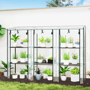 Outsunny 3 Tier Lean-to Mini Greenhouse with Plastic Cover, Clear Outsunny 3 Tier Lean-to Mini Greenhouse with Plastic Cover, Clear