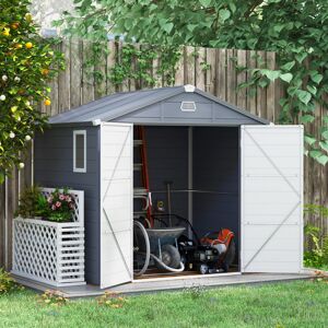 Outsunny 8 x 6ft Garden Shed Storage w/ Foundation Kit, Vents, Grey Outsunny 8 x 6ft Garden Shed Storage w/ Foundation Kit, Vents, Grey