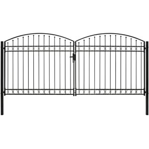 (400 x 200 cm) vidaXL Fence Gate Double Door with Arched Top Steel Black Barrier (400 x 200 cm) vidaXL Fence Gate Double Door with Arched Top Steel Black Barrier