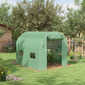 Outsunny 2.5 x 2m Walk-In Polytunnel Greenhouse with Roll Up Door Windows Green Outsunny 2.5 x 2m Walk-In Polytunnel Greenhouse with Roll Up Door Windows Green