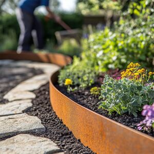 Nicoman Metal Garden Border Edging 5m Roll Heavy Duty Pre Rusted Steel Border Nicoman Metal Garden Border Edging 5m Roll Heavy Duty Pre Rusted Steel Border