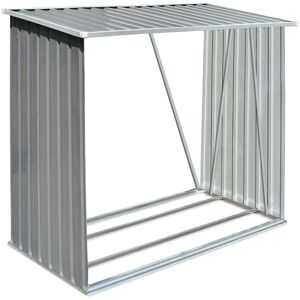 vidaXL Garden Log Storage Shed Galvanized Steel 64.2"x32.7"x60.6" Gray Timber vidaXL Garden Log Storage Shed Galvanized Steel 64.2"x32.7"x60.6" Gray Timber
