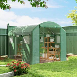Outsunny Polytunnel Greenhouse with 3 Roll-up Doors, 3 x 2 x 2m, Green Outsunny Polytunnel Greenhouse with 3 Roll-up Doors, 3 x 2 x 2m, Green