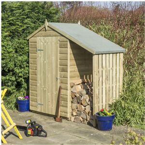 Rowlinson Oxford 4x3 Shed with Lean To - Timber - L95 x W194 x H195 cm - Natural Rowlinson Oxford 4x3 Shed with Lean To - Timber - L95 x W194 x H195 cm - Natural