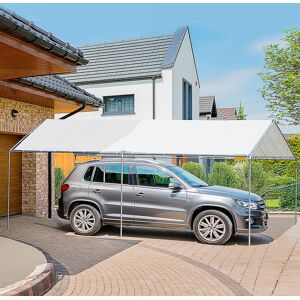 Outsunny 2-Rooms Outdoor Carport Galvanized Steel Frame Tent UV Resistant White Outsunny 2-Rooms Outdoor Carport Galvanized Steel Frame Tent UV Resistant White