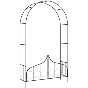 'vidaXL Black Iron Garden Arch with Gate, Weather-Resistant, Easy Assembly, Desi 'vidaXL Black Iron Garden Arch with Gate, Weather-Resistant, Easy Assembly, Desi