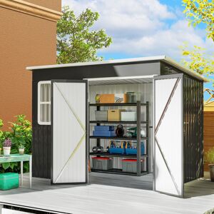 Outsunny 8.5 x 6ft Galvanised Steel Garden Shed with Foundation Kit, Grey Outsunny 8.5 x 6ft Galvanised Steel Garden Shed with Foundation Kit, Grey