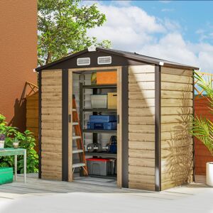 Outsunny 7 x 4ft Upgraded Metal Shed with Lock, Easy to Assemble, Natural Outsunny 7 x 4ft Upgraded Metal Shed with Lock, Easy to Assemble, Natural