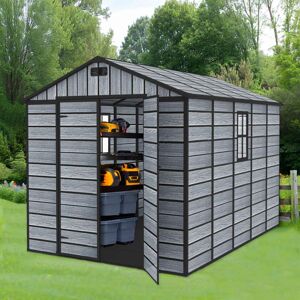 Birchtree (Apex 8X10FT) Plastic Garden Shed with Floor Lockable Wood Grain Birchtree (Apex 8X10FT) Plastic Garden Shed with Floor Lockable Wood Grain