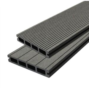 MonsterShop Composite WPC Decking Boards Grey x 7 Reversible Groove Plastic 2.9m MonsterShop Composite WPC Decking Boards Grey x 7 Reversible Groove Plastic 2.9m