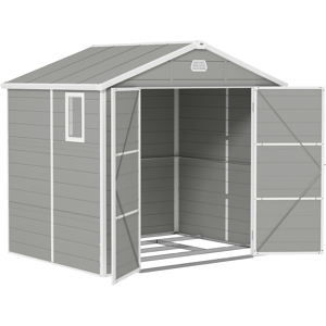 Outsunny 8 x 6ft Garden Shed Storage w/ Foundation Kit, Vents, Light Grey Outsunny 8 x 6ft Garden Shed Storage w/ Foundation Kit, Vents, Light Grey