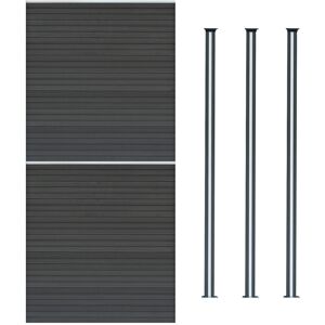 MonsterShop (Fence Panels x 2 & Posts x 3 - Grey) Composite Fence Panels Corner Pieces Posts MonsterShop (Fence Panels x 2 & Posts x 3 - Grey) Composite Fence Panels Corner Pieces Posts