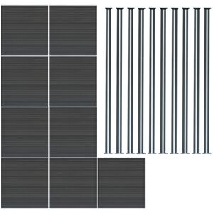 MonsterShop (Fence Panels x 9 & Posts x 10 - Grey) Composite Fence Panels Corner Pieces Post MonsterShop (Fence Panels x 9 & Posts x 10 - Grey) Composite Fence Panels Corner Pieces Post