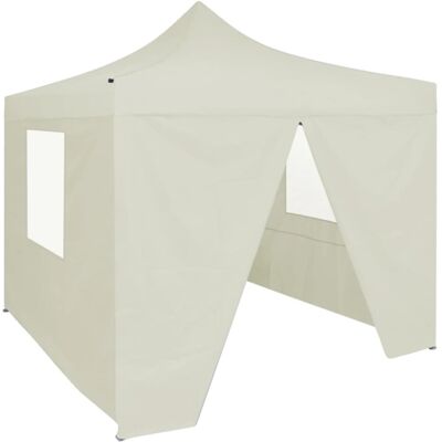 vidaXL Professional Folding Party Tent with 4 Sidewalls Steel Cream 2m Canopy vidaXL Professional Folding Party Tent with 4 Sidewalls Steel Cream 2m Canopy