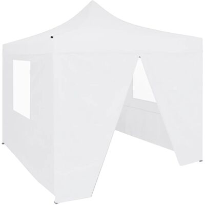 vidaXL Professional Party Tent Foldable with 4 Side Walls 2×2m Steel White vidaXL Professional Party Tent Foldable with 4 Side Walls 2×2m Steel White