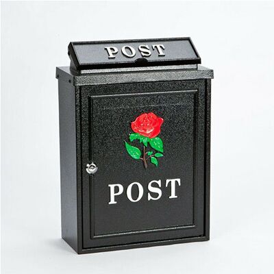 (Red) DWD Vintage Decor Post Mail Letter Box with Rose (Red) DWD Vintage Decor Post Mail Letter Box with Rose