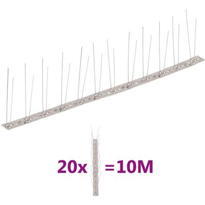 vidaXL 2-Row Stainless Steel Bird & Pigeon Spikes Set of 20 - 10 m vidaXL 2-Row Stainless Steel Bird & Pigeon Spikes Set of 20 - 10 m