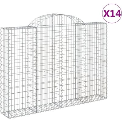 vidaXL Arched Gabion Baskets 14 pcs 200x30x140/160 cm Galvanised Iron - Gabion Basket vidaXL Arched Gabion Baskets 14 pcs 200x30x140/160 cm Galvanised Iron - Gabion Basket