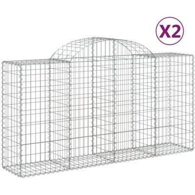 vidaXL Arched Gabion Baskets 2 pcs 200x50x100/120 cm Galvanised Iron - Gabion Basket vidaXL Arched Gabion Baskets 2 pcs 200x50x100/120 cm Galvanised Iron - Gabion Basket