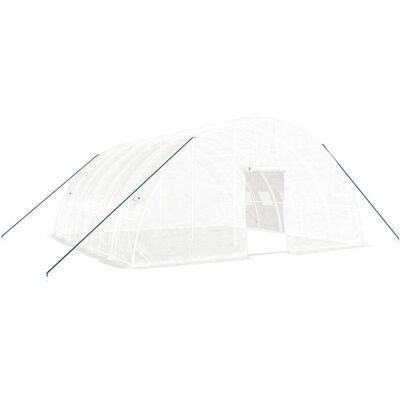 vidaXL White Greenhouse 6x6x2.85m Steel Frame Polytunnel - Greenhouse vidaXL White Greenhouse 6x6x2.85m Steel Frame Polytunnel - Greenhouse