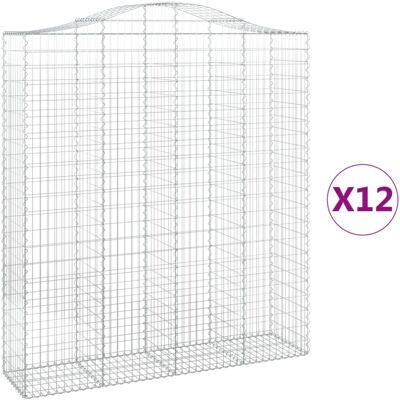 VidaXL Galvanized Iron Arc Gabion Baskets - 12 pcs - 200x50x220/240cm VidaXL Galvanized Iron Arc Gabion Baskets - 12 pcs - 200x50x220/240cm