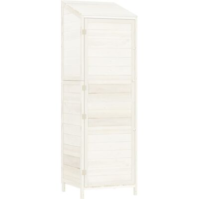vidaXL White Garden Shed 55x52x174.5 cm Solid Wood Fir Outdoor Storage vidaXL White Garden Shed 55x52x174.5 cm Solid Wood Fir Outdoor Storage