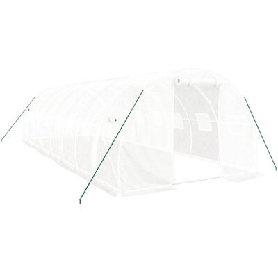 vidaXL Greenhouse 8x3x2m White Steel Frame - Greenhouse vidaXL Greenhouse 8x3x2m White Steel Frame - Greenhouse