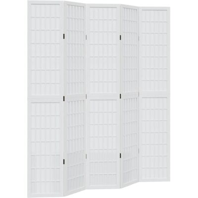 vidaXL White 5-Panel Room Divider - Room Divider Panels vidaXL White 5-Panel Room Divider - Room Divider Panels