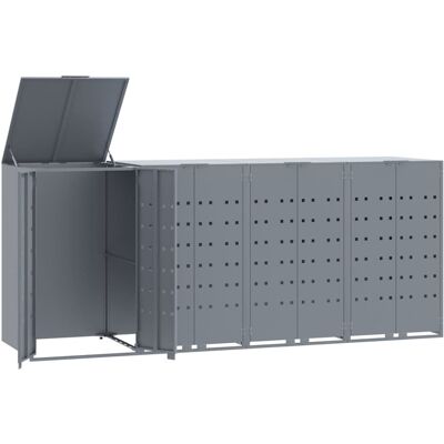 vidaXL Wheelie Bin Storage for 4 Bins Grey - Storage shed vidaXL Wheelie Bin Storage for 4 Bins Grey - Storage shed